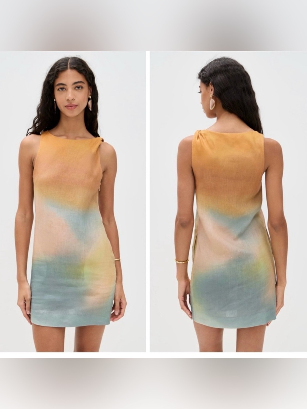 Staud Sample Staud Boa Linen Mini Dress in
Pastel Clouds Size Small